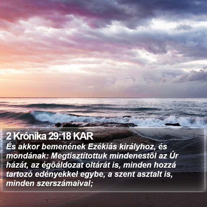 2 Krónika 29:18 KAR Bible Study