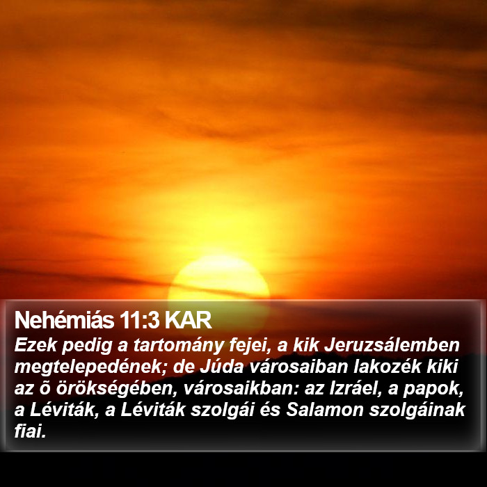 Nehémiás 11:3 KAR Bible Study