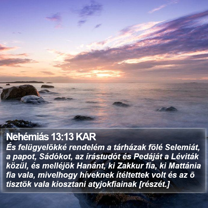 Nehémiás 13:13 KAR Bible Study