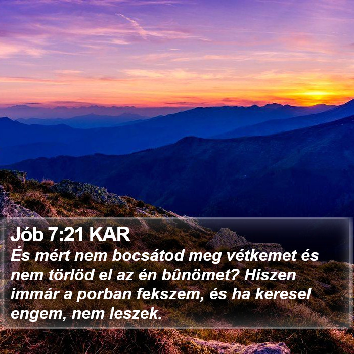 Jób 7:21 KAR Bible Study