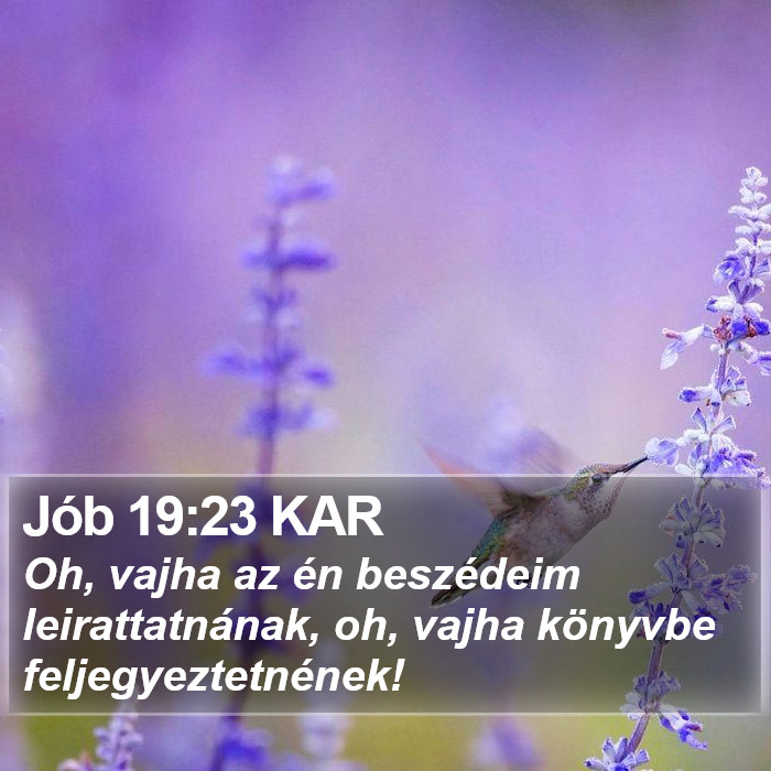 Jób 19:23 KAR Bible Study