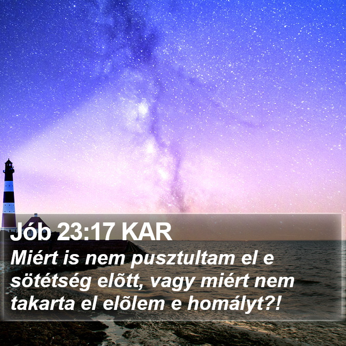 Jób 23:17 KAR Bible Study