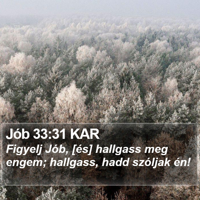 Jób 33:31 KAR Bible Study