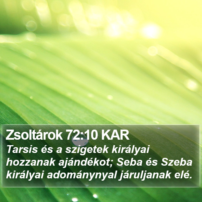 Zsoltárok 72:10 KAR Bible Study