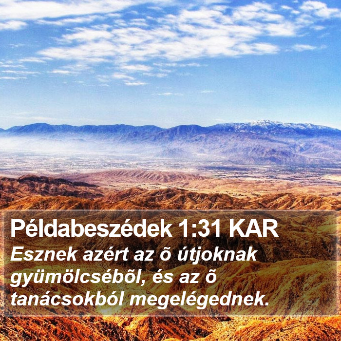 Példabeszédek 1:31 KAR Bible Study