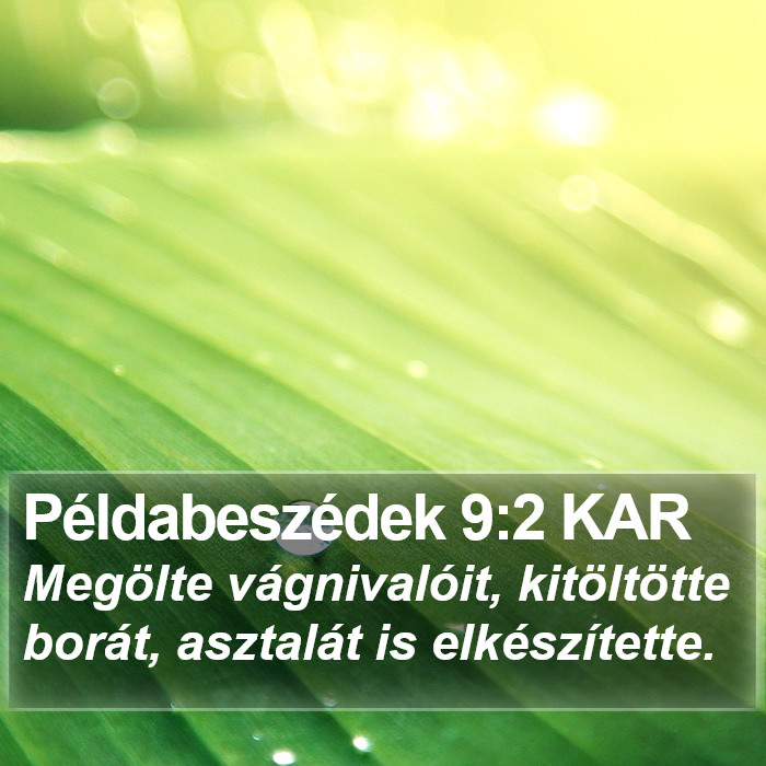 Példabeszédek 9:2 KAR Bible Study