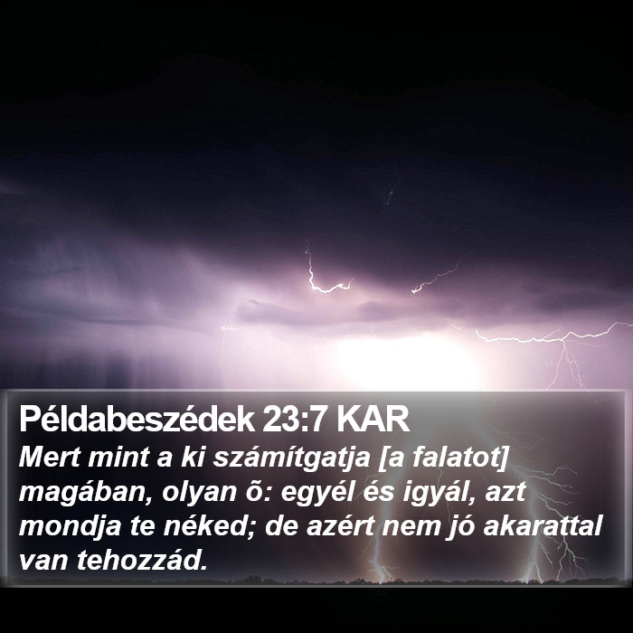 Példabeszédek 23:7 KAR Bible Study