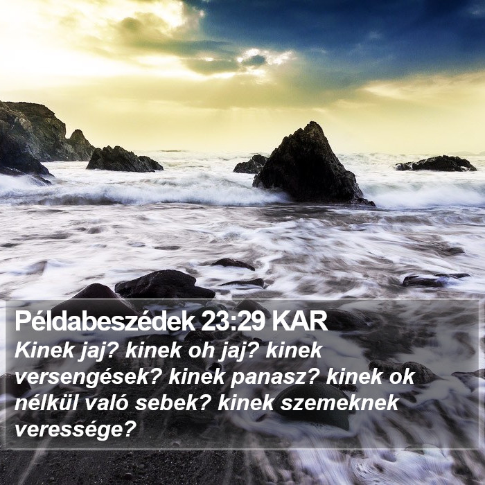 Példabeszédek 23:29 KAR Bible Study