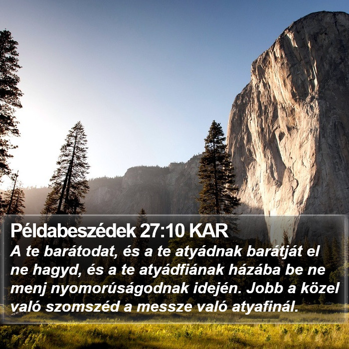 Példabeszédek 27:10 KAR Bible Study