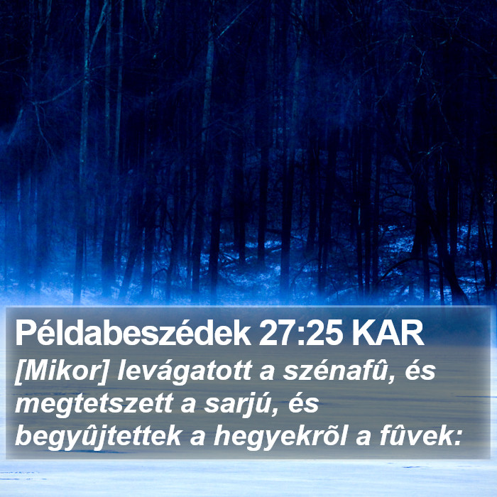 Példabeszédek 27:25 KAR Bible Study