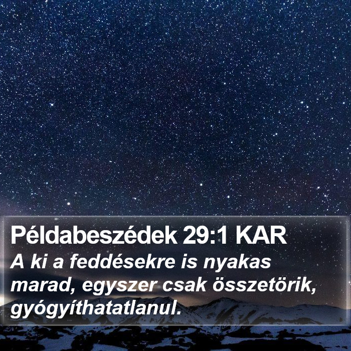 Példabeszédek 29:1 KAR Bible Study