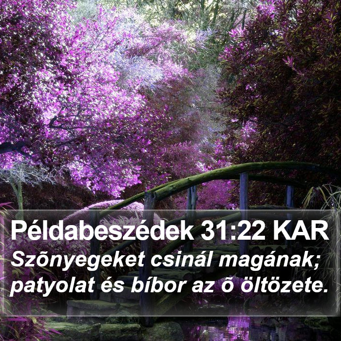 Példabeszédek 31:22 KAR Bible Study