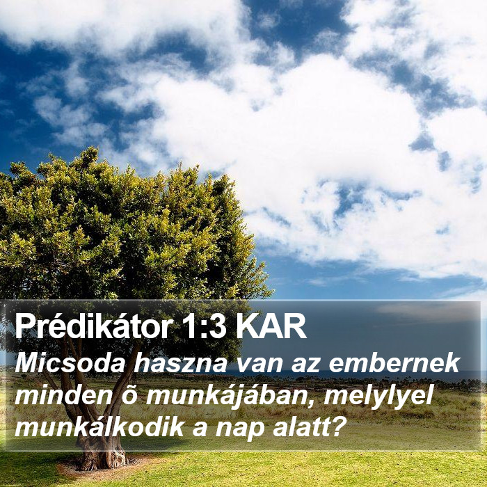 Prédikátor 1:3 KAR Bible Study