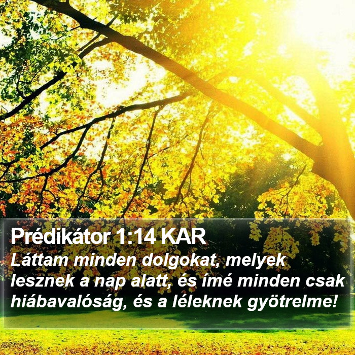 Prédikátor 1:14 KAR Bible Study