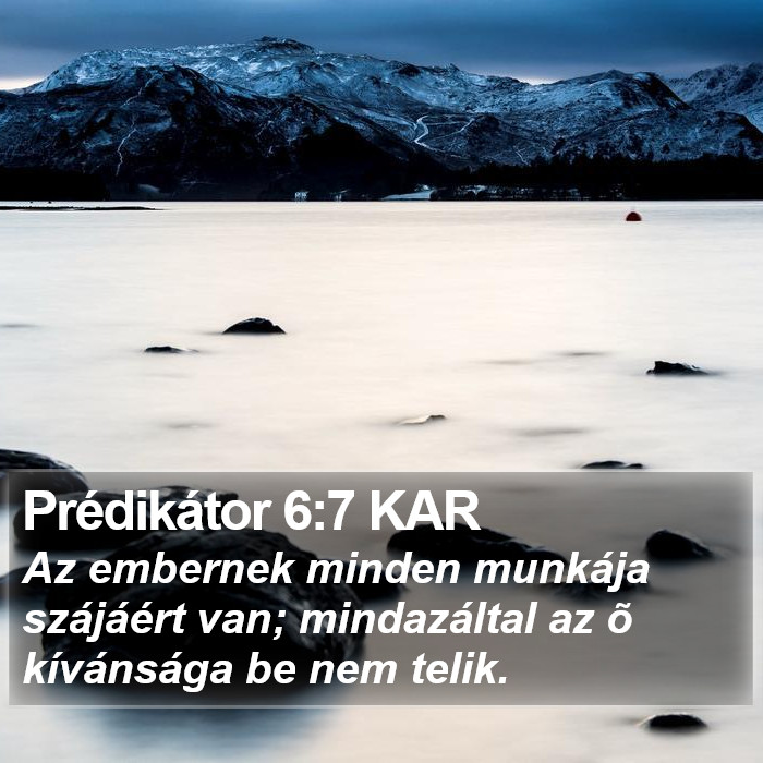 Prédikátor 6:7 KAR Bible Study