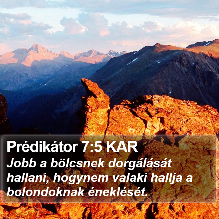 Prédikátor 7:5 KAR Bible Study