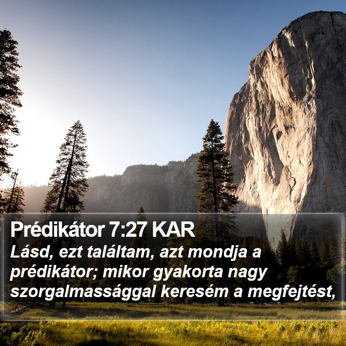 Prédikátor 7:27 KAR Bible Study