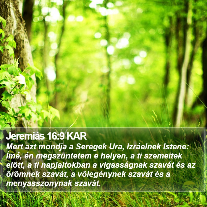 Jeremiás 16:9 KAR Bible Study