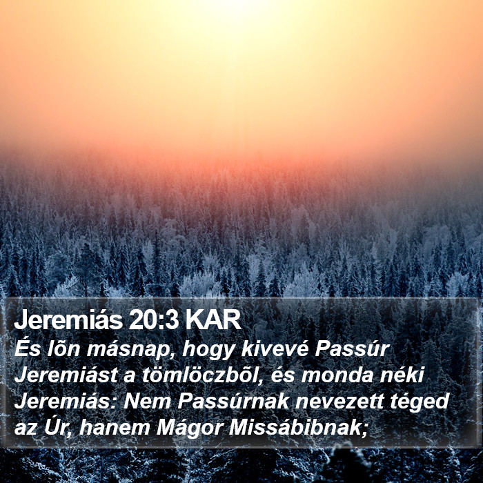 Jeremiás 20:3 KAR Bible Study