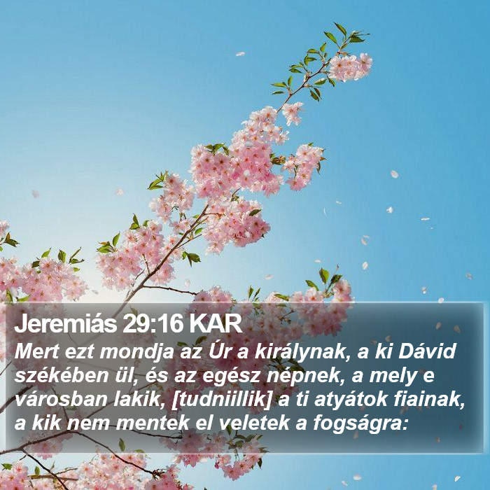 Jeremiás 29:16 KAR Bible Study