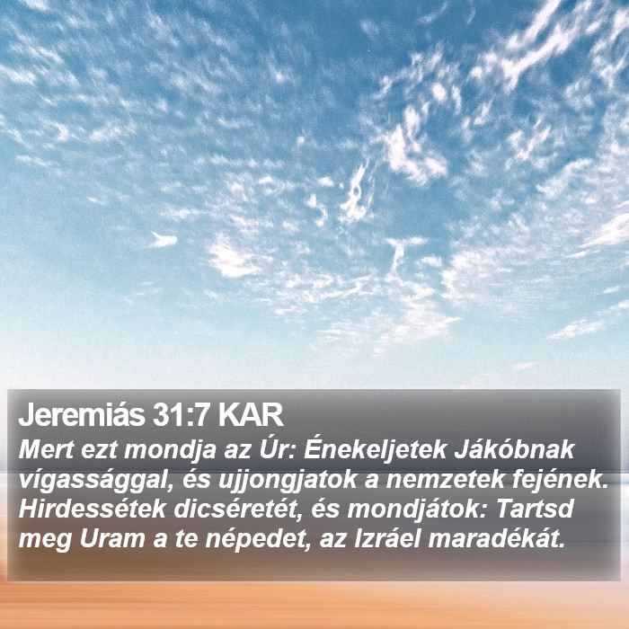 Jeremiás 31:7 KAR Bible Study