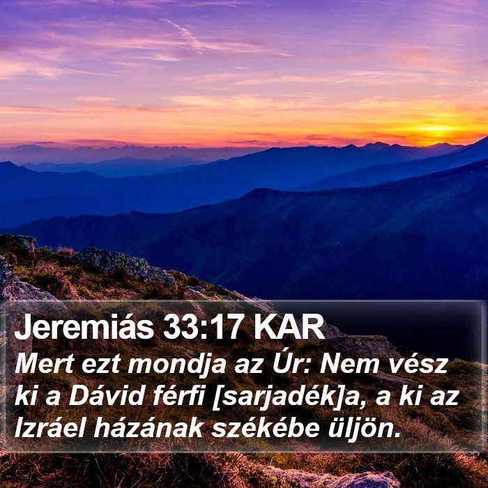 Jeremiás 33:17 KAR Bible Study