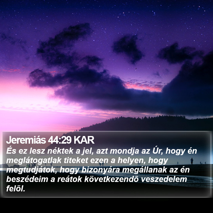 Jeremiás 44:29 KAR Bible Study