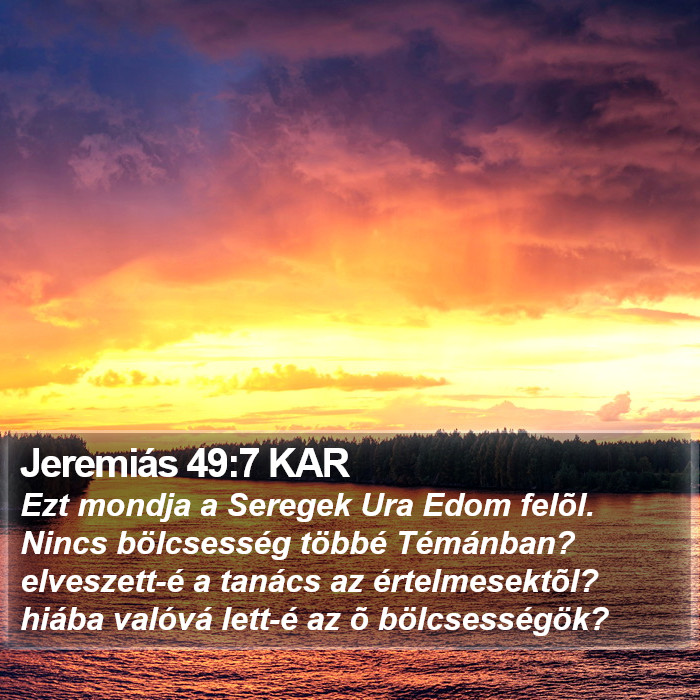 Jeremiás 49:7 KAR Bible Study