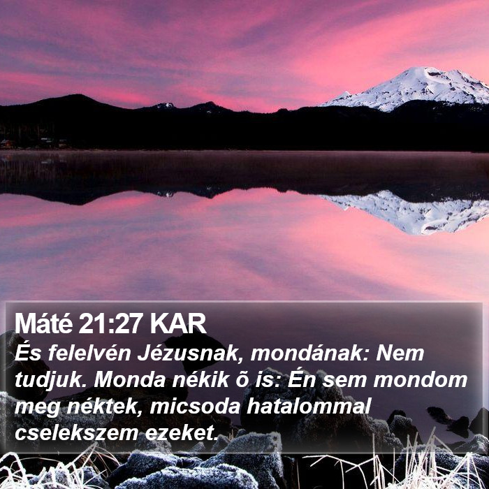 Máté 21:27 KAR Bible Study