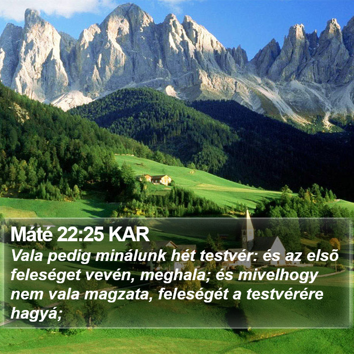 Máté 22:25 KAR Bible Study