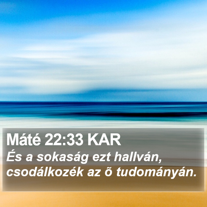 Máté 22:33 KAR Bible Study