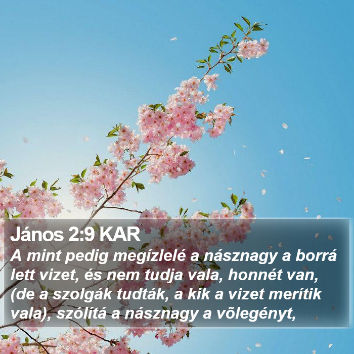 János 2:9 KAR Bible Study