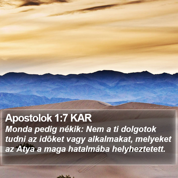 Apostolok 1:7 KAR Bible Study