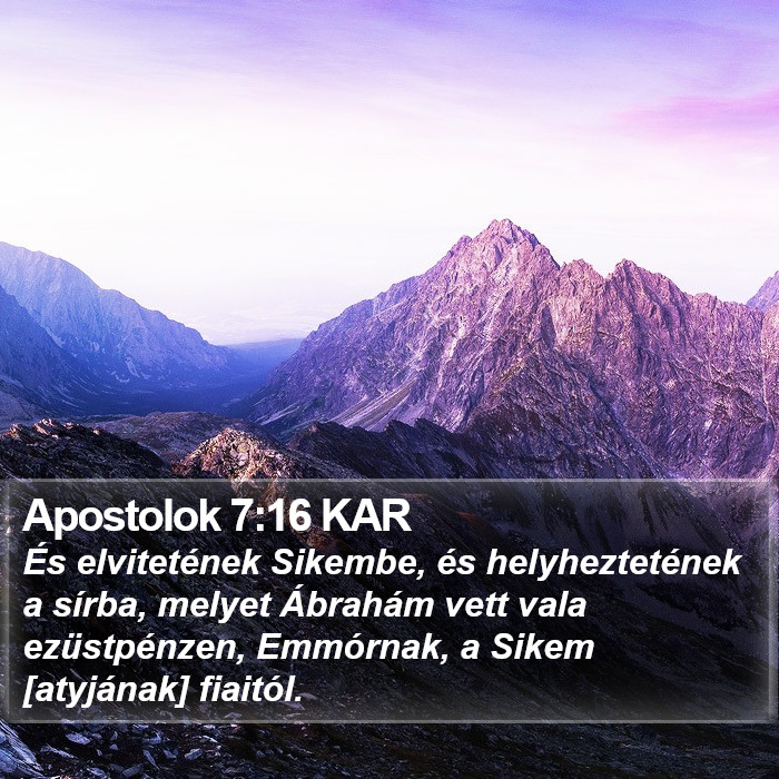 Apostolok 7:16 KAR Bible Study