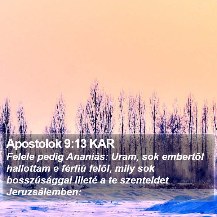 Apostolok 9:13 KAR Bible Study