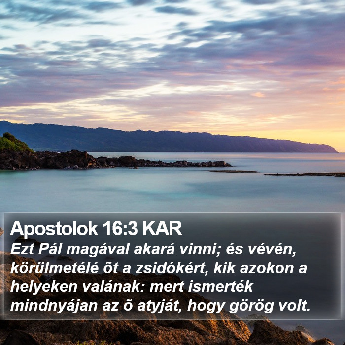 Apostolok 16:3 KAR Bible Study