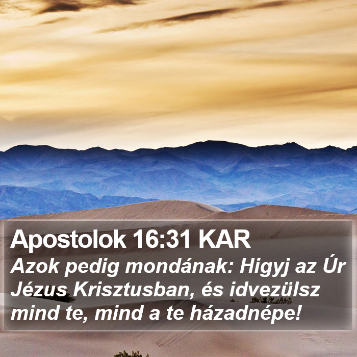 Apostolok 16:31 KAR Bible Study