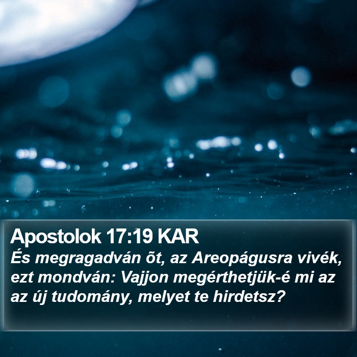 Apostolok 17:19 KAR Bible Study