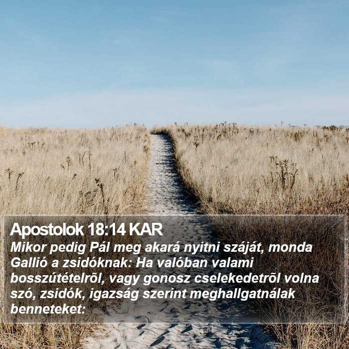 Apostolok 18:14 KAR Bible Study