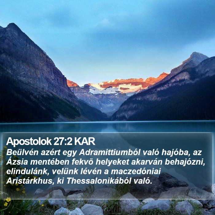 Apostolok 27:2 KAR Bible Study