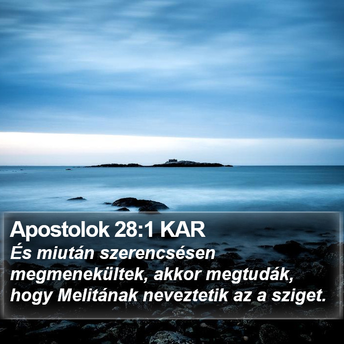 Apostolok 28:1 KAR Bible Study