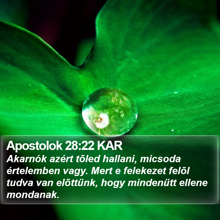 Apostolok 28:22 KAR Bible Study