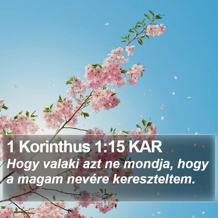 1 Korinthus 1:15 KAR Bible Study