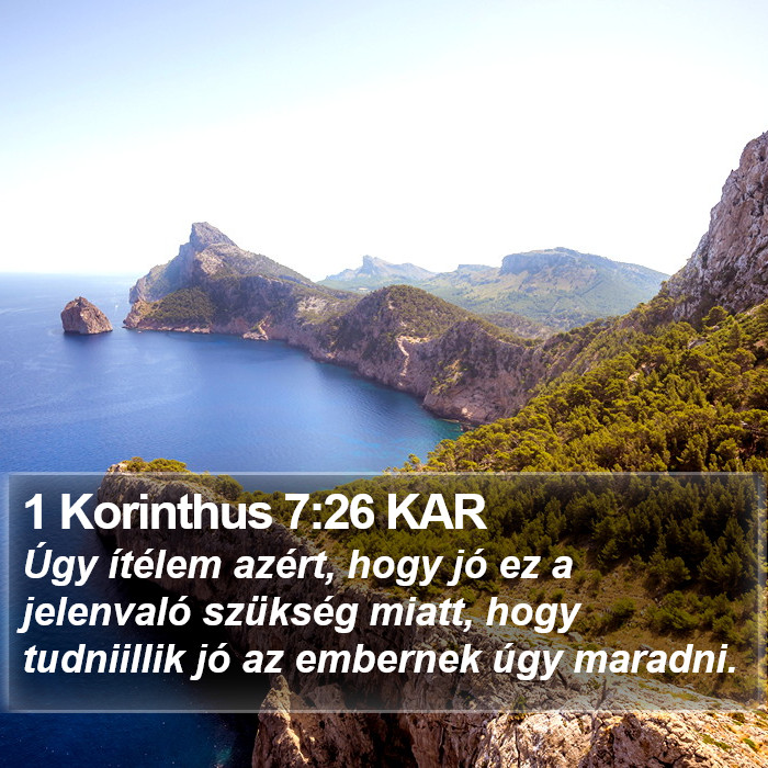 1 Korinthus 7:26 KAR Bible Study