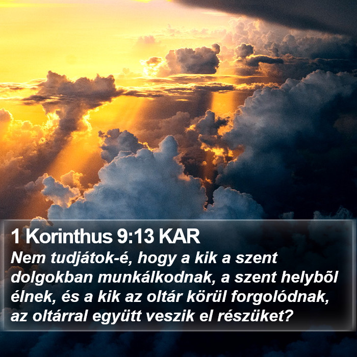 1 Korinthus 9:13 KAR Bible Study