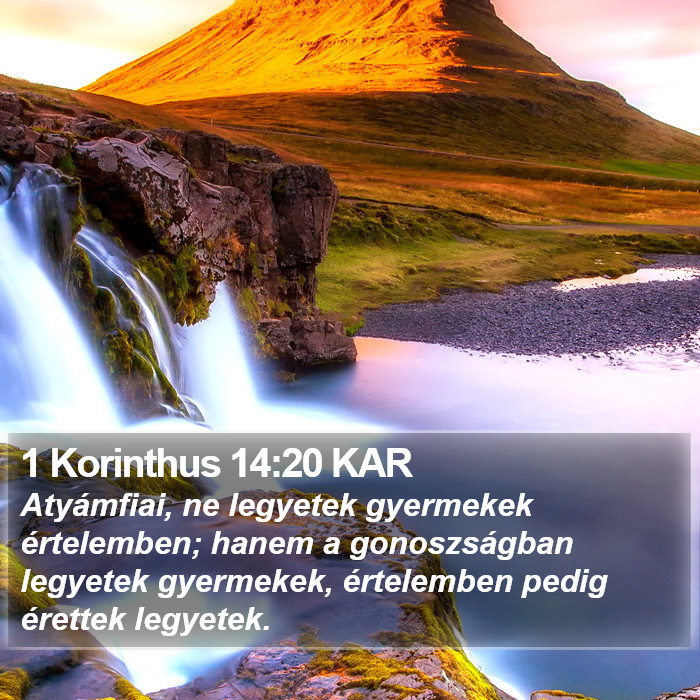 1 Korinthus 14:20 KAR Bible Study