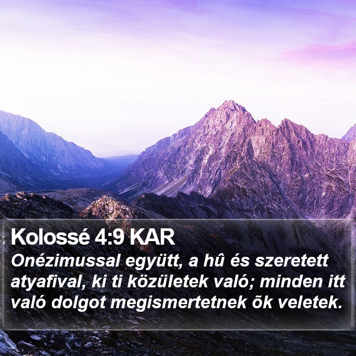 Kolossé 4:9 KAR Bible Study