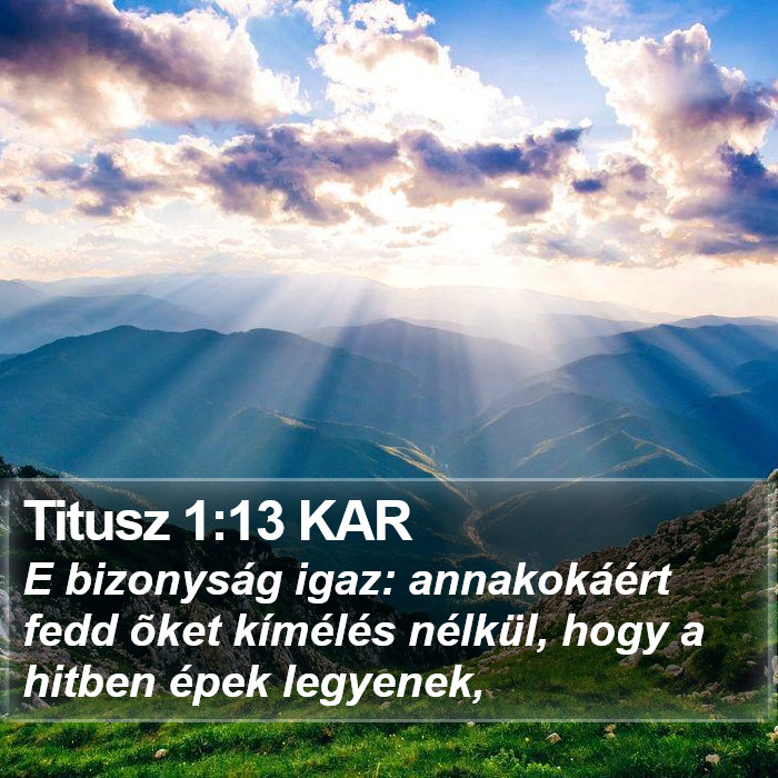 Titusz 1:13 KAR Bible Study